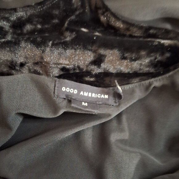 Good American Crushed Velvet Bodysuit Square Neck Textured Sz M - Picture 5 of 7